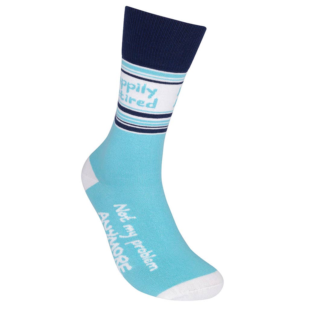 Happily Retired - Not My Problem Anymore Socks | Funny Socks - HER Home Design Boutique